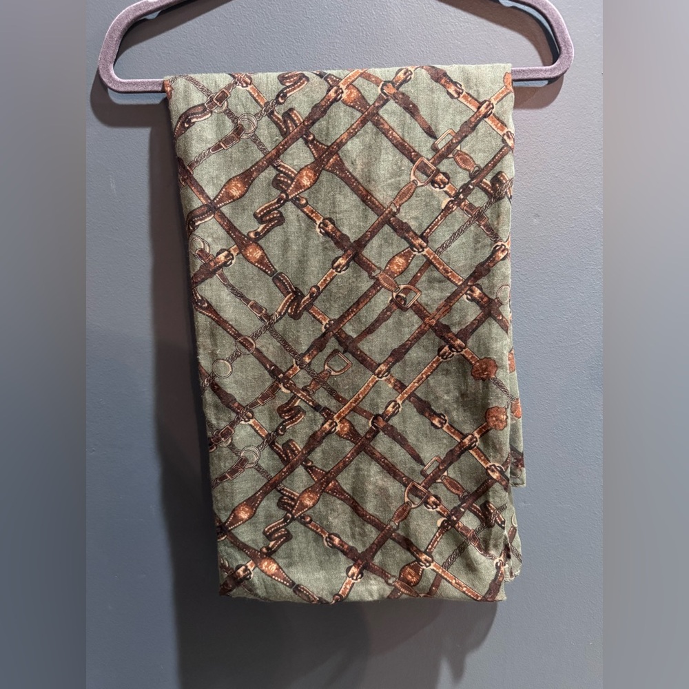 Green and Brown Equestrian Print Scarf